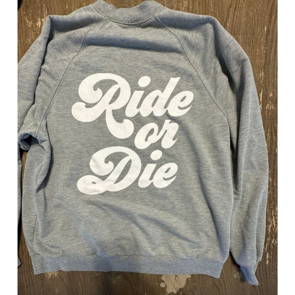Show Me Your Mumu Ride or Die Gray Graphic Sweatshirt Short set Oversized Small - Picture 8 of 16
